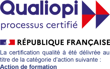 Logo Qualiopi processus certifié – République française – catégorie Actions de formation